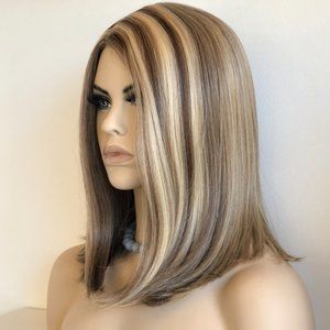 14" Tricolor Brown Blond Straight Wig | Audrey